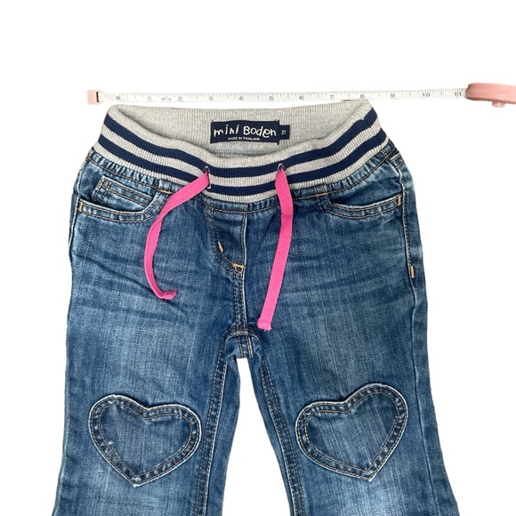 Mini Boden Kids Jeans Size 2 ❤️ hearts on the knees & bottom Elastic waistband - Picture 4 of 7